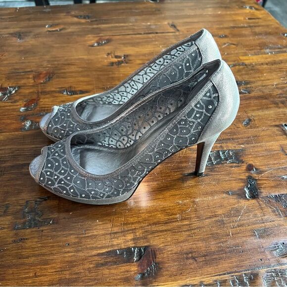 Adrianna Papell Peep Toe Mesh/Rhinestone Heels - Picture 9 of 10